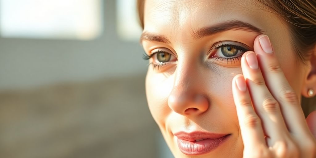 Mulher fazendo exercícios faciais para evitar rugas.